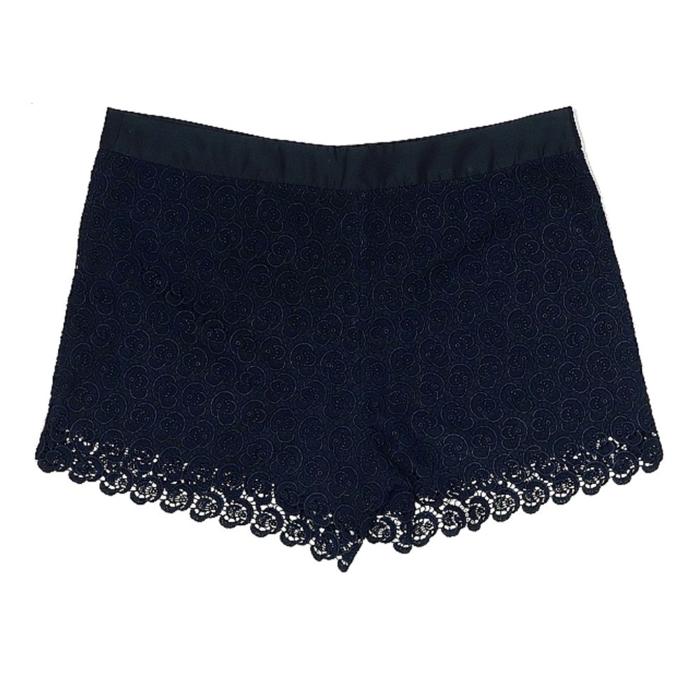Club Monaco size 8 Crochet Mid Rise Dress Shorts Navy Blue